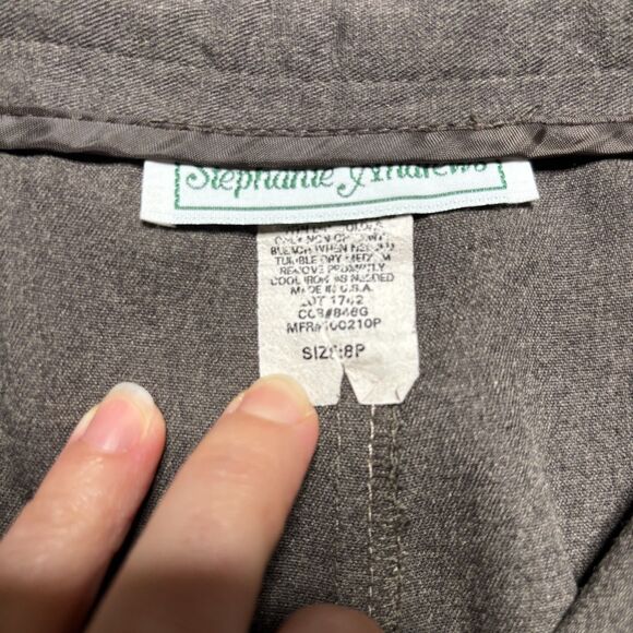 VINTAGE Stephanie Andrews Grey Women's 8P Tapered Trousers 90s - Picture 3 of 12